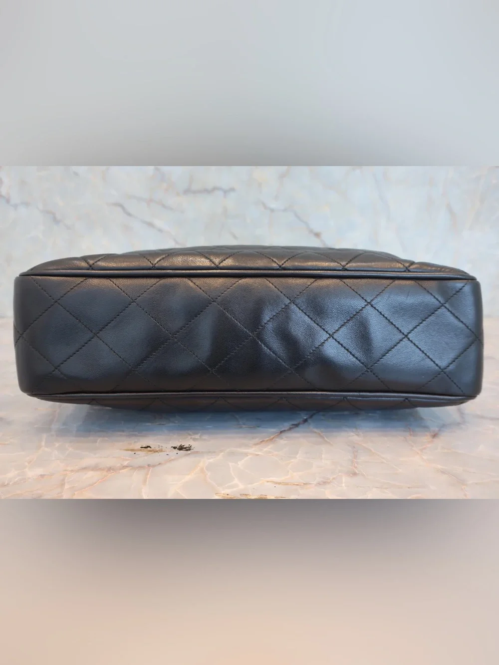 Authentic CHANEL quilted lambskin leather classic charm CC mini tote